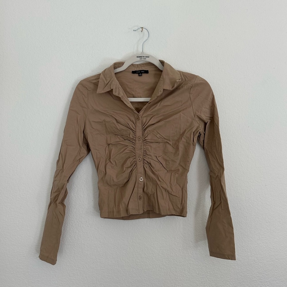 Cinched Button-up Long Sleeve